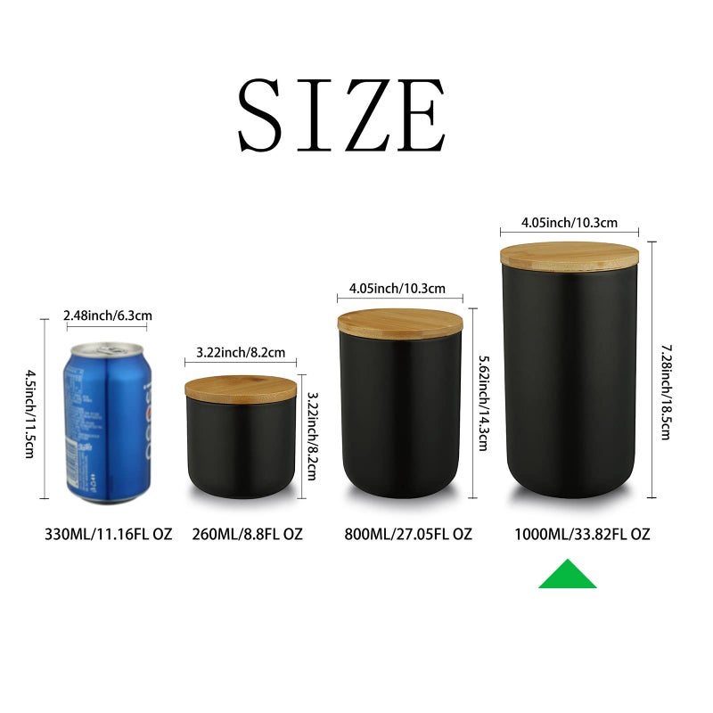 jessie Ceramic Storage Containers with Airtight Seal Bamboo Lids Kitchen Canisters for Tea Spice Seasoning Sugar Coffee (white, 1000ml/34 oz) - Image 2